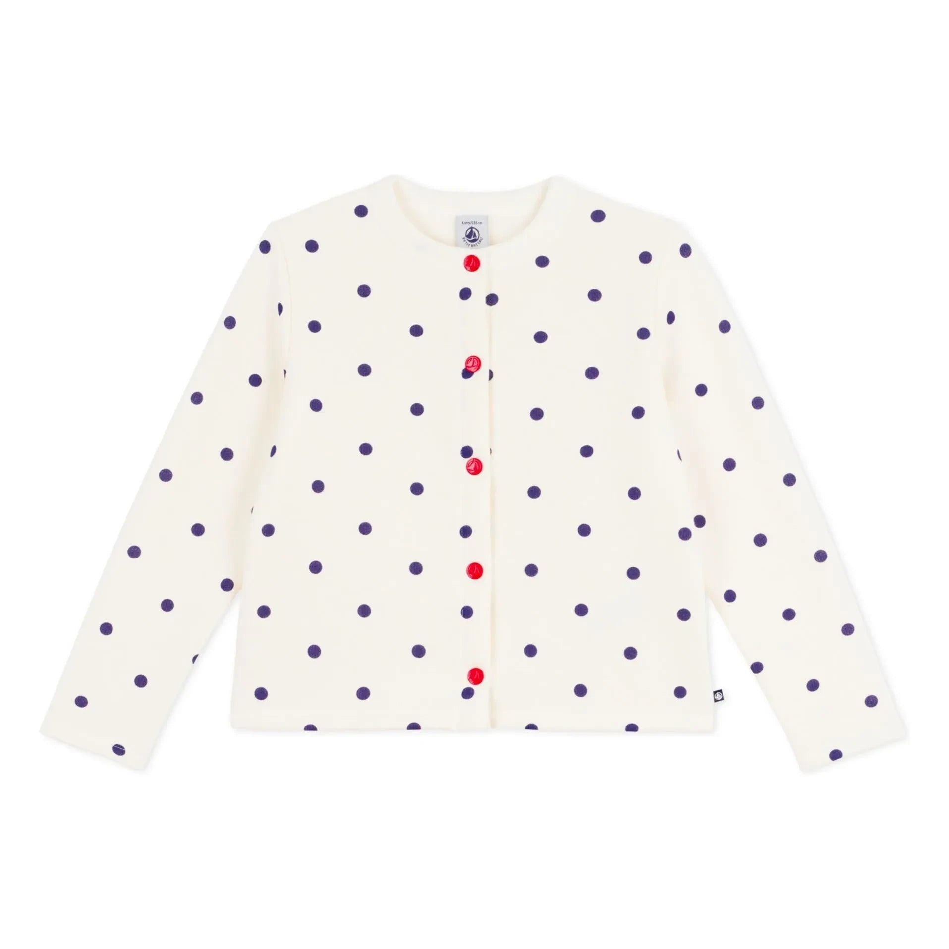 Petit Bateau - Gepunktete Molton-Strickjacke | Ecru