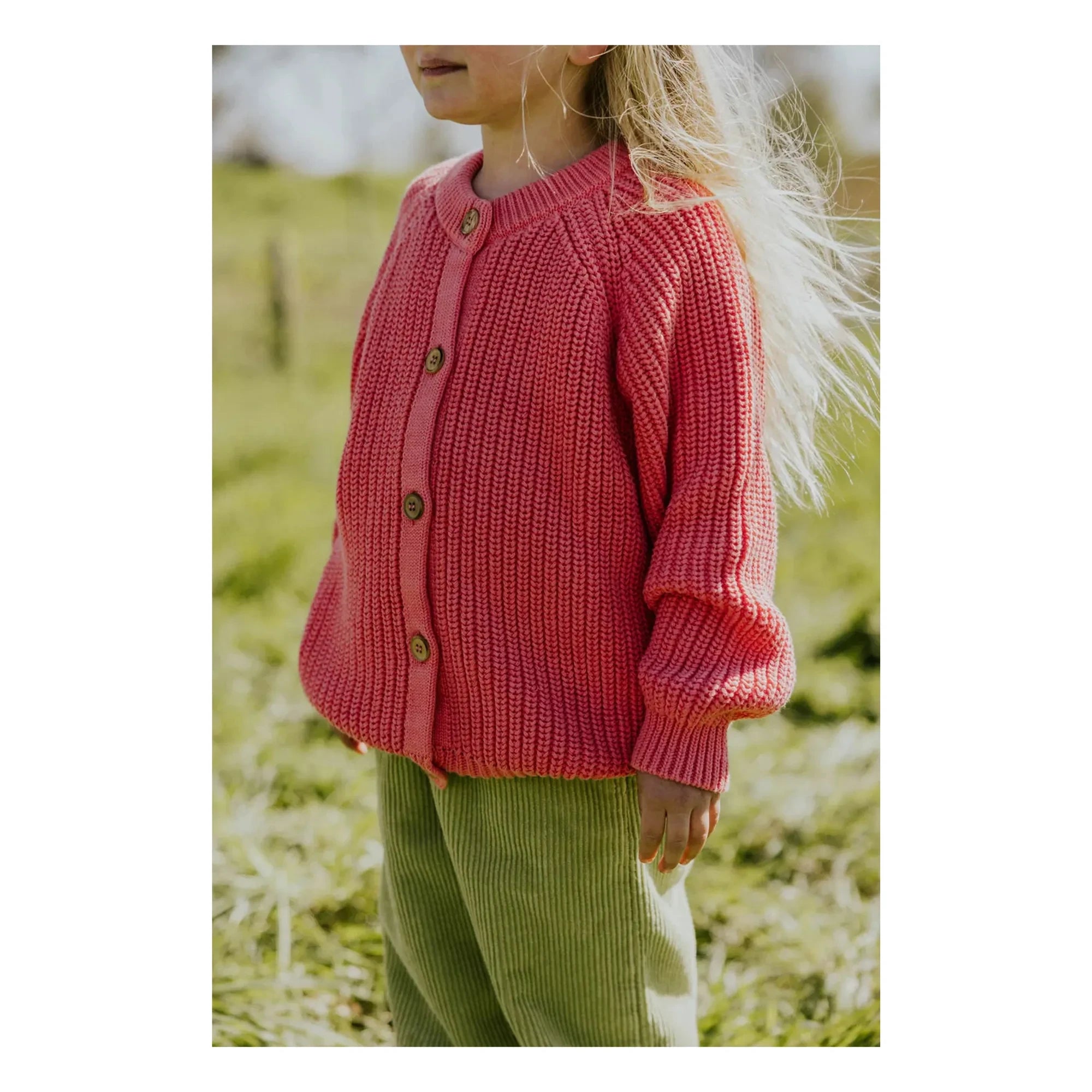 Yuki - Organic Cotton Raglan Cardigan | Blush