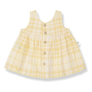 1+ in the family - Aranella Leinen Kariertes Kleid | Gelb