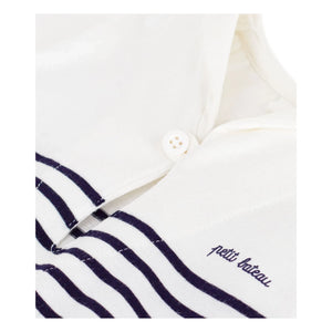 Petit Bateau - Çizgili Organik Pamuklu Tulum | Beyaz