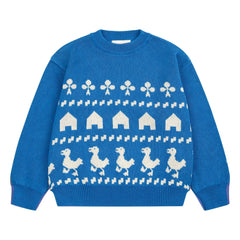 Bobo Choses - Bio-Baumwollpullover Bauernhof | Blau