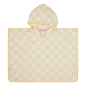 Jera Mini - Kariertes Handtuch-Poncho | Blassgelb