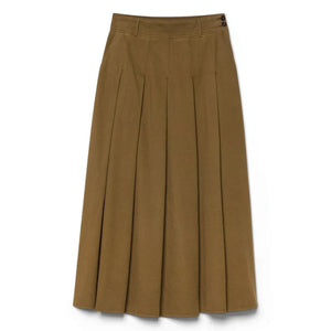 Pomandère - Pileli Pamuk ve Yün Etek | Kahverengi