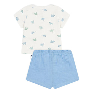 Petit Bateau - Hemd- und Shorts-Set mit Tiermuster aus Bio-Baumwollgaze | Blau