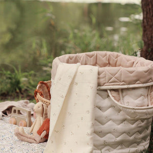 Avery Row Large Quilted Storage Basket - Nettle Scatter/Birch-Storage Baskets-Nettle Scatter/Birch- | Natural Baby Shower