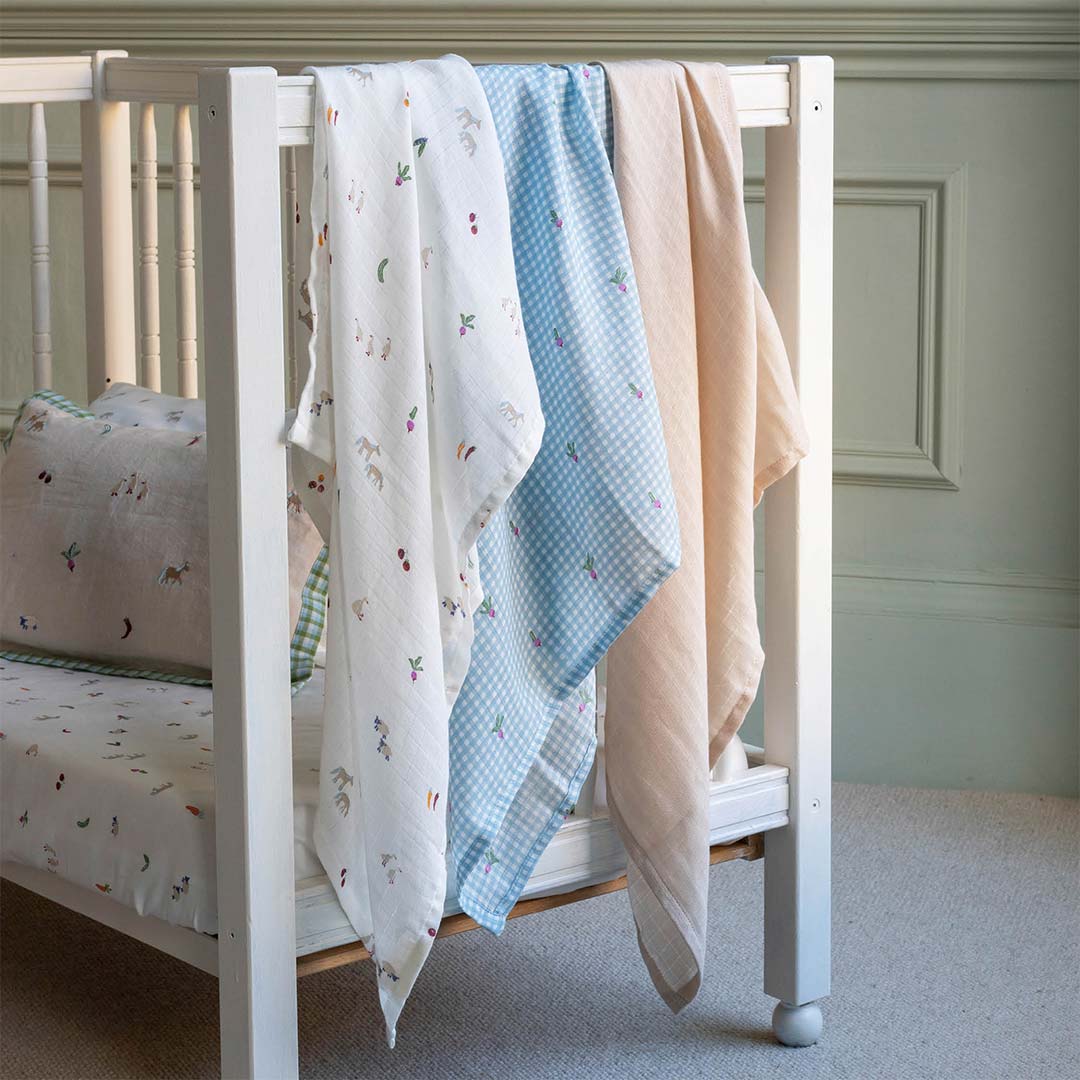 Avery Row Organic Baby Muslin Squares Set of 3 - Little Farm-Muslin Squares-Little Farm- | Natural Baby Shower