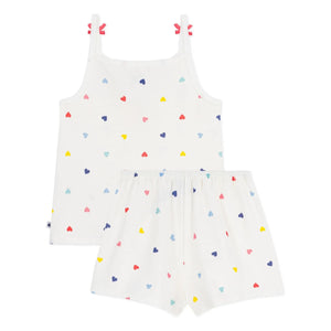 Petit Bateau - Kurzes Pyjama-Top mit Herzprint | Weiß