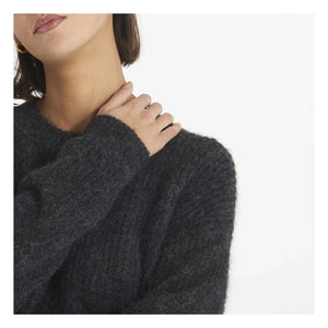 American Vintage – East Alpaca Rundhalspullover | Gesprenkeltes Anthrazit
