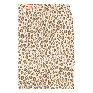 Tinycottons - Ripp-Schlaghose aus Bio-Baumwolle mit Leopardenmuster | Beige