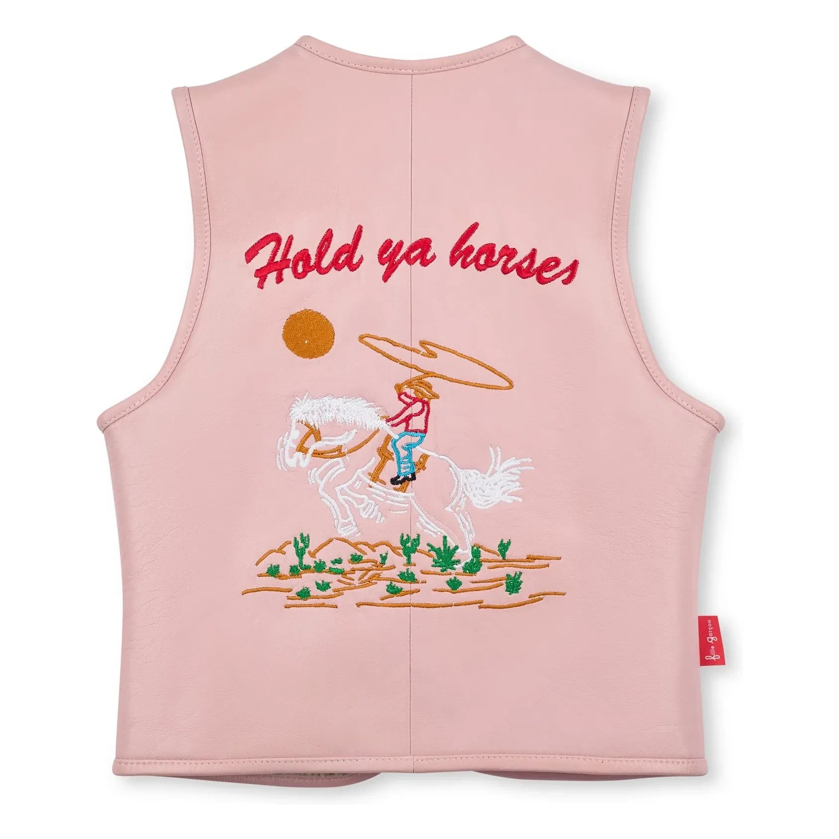Fille Garçon - Hold Ya Horses Nappa Leather Sleeveless Jacket | Pale Pink
