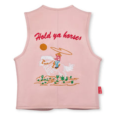 Fille Garçon – Hold Ya Horses Nappa Leder Ärmellose Jacke | Blassrosa