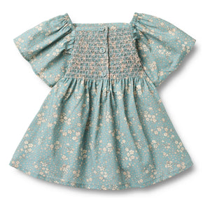 Wheat - Elva Fleurie Bio-Baumwoll-Babykleid | Hellblau