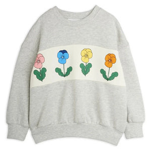 Mini Rodini - Blumen-Sweatshirt aus Bio-Baumwolle | Graumeliert
