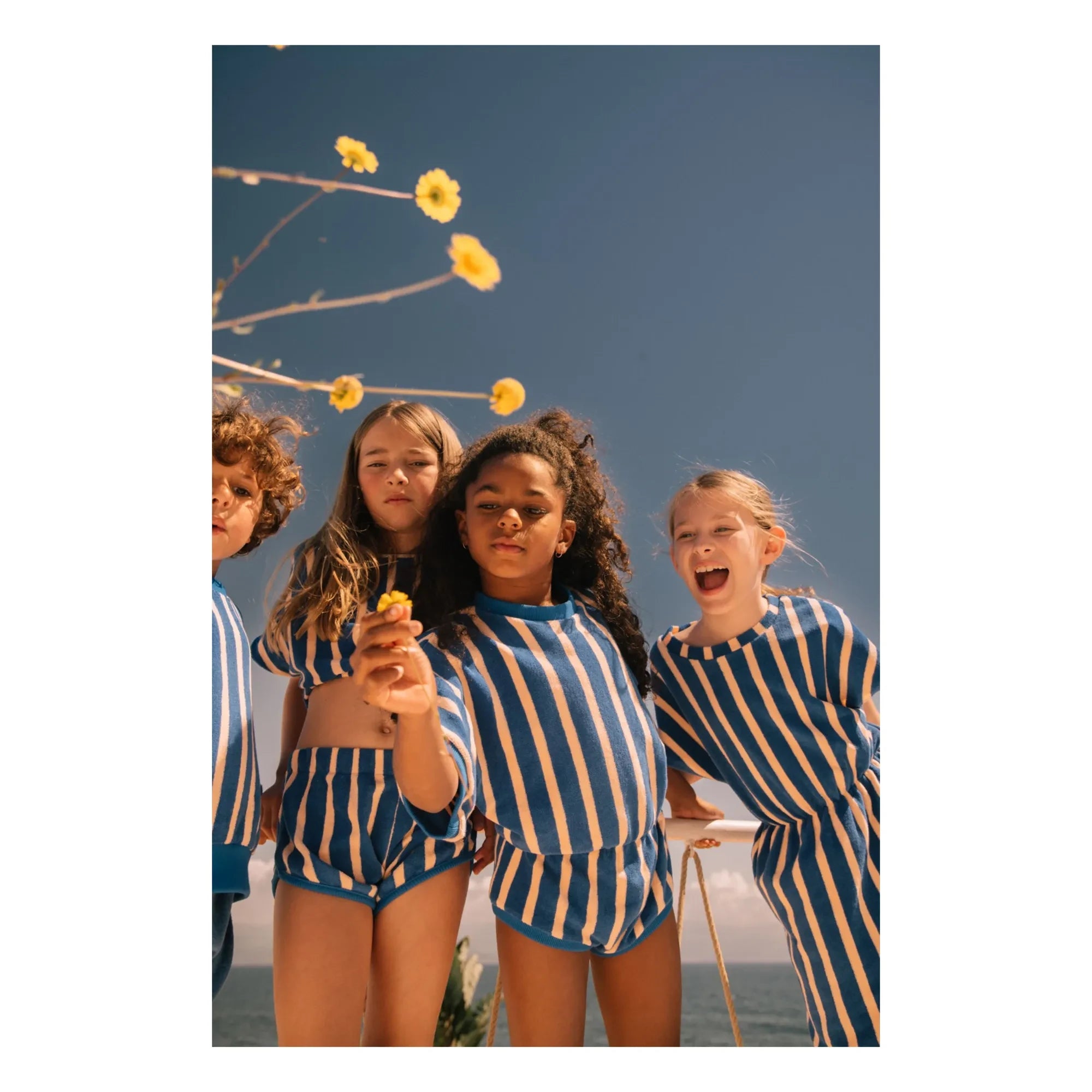 We Are Kids - Bree Striped Organic Cotton Crop T-Shirt | Blue