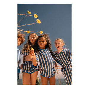 We Are Kids - Bree Striped Organic Cotton Crop T-Shirt | Blue