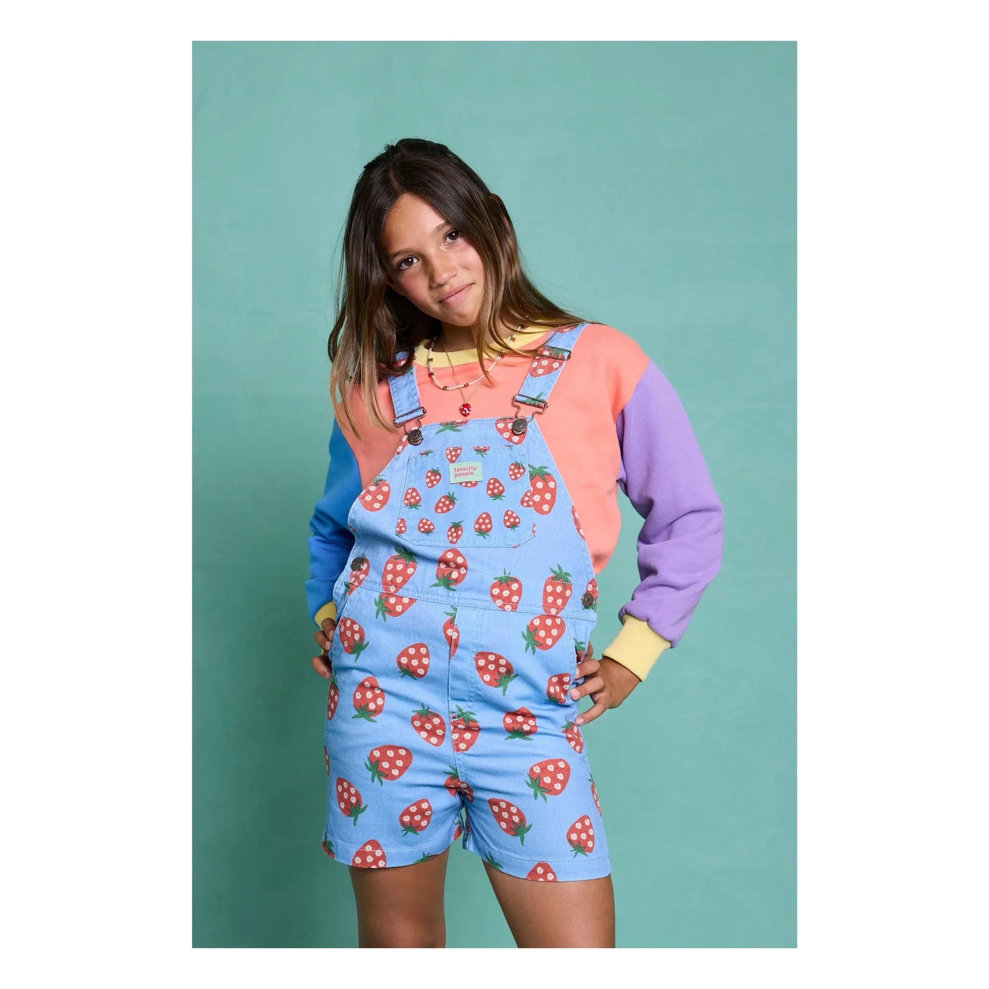 Favorite People - Puglia Strawberry Short Salopet | Blue