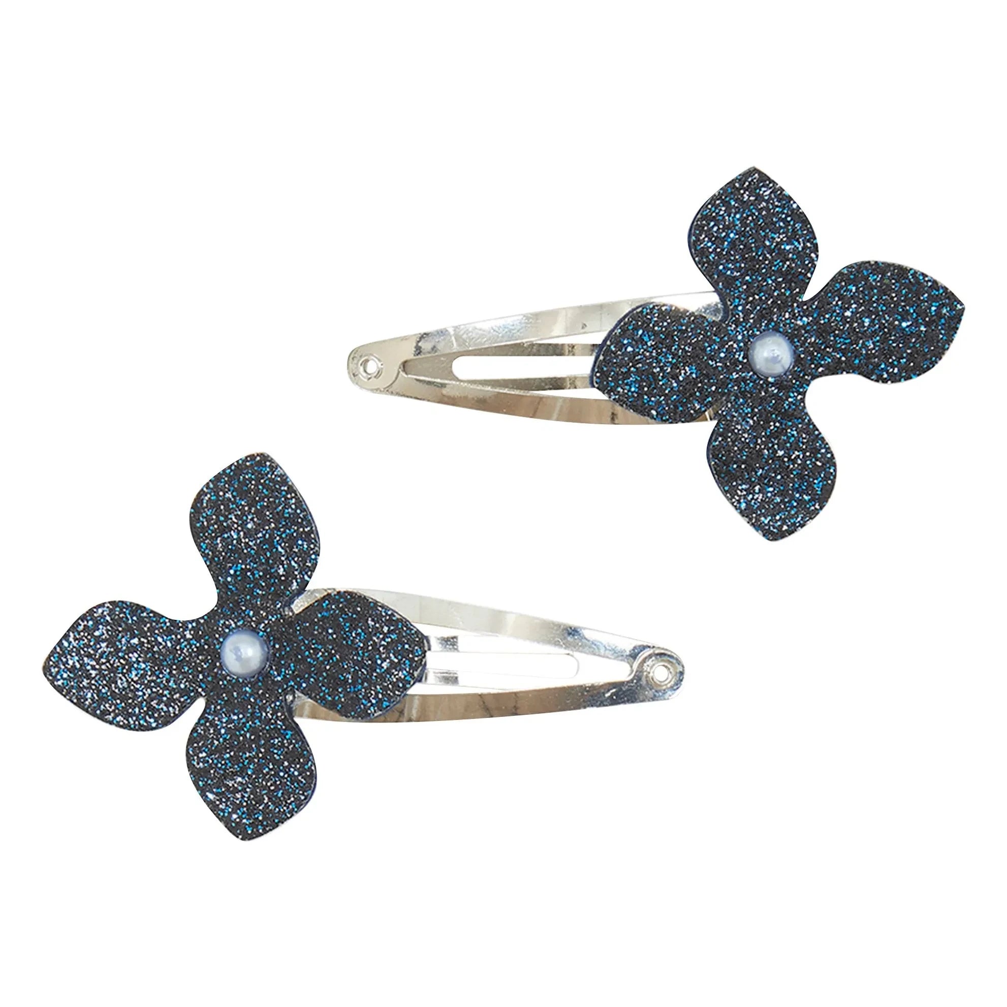 Tartine et Chocolat - 2-Piece Glitter Floral Hair Clip Set | Navy Blue