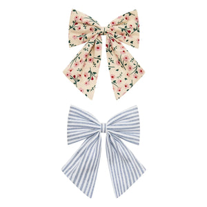 Mimi & Lula - 2er Set Agnes Blumen- und Gestreifte Haarspangen | Creme