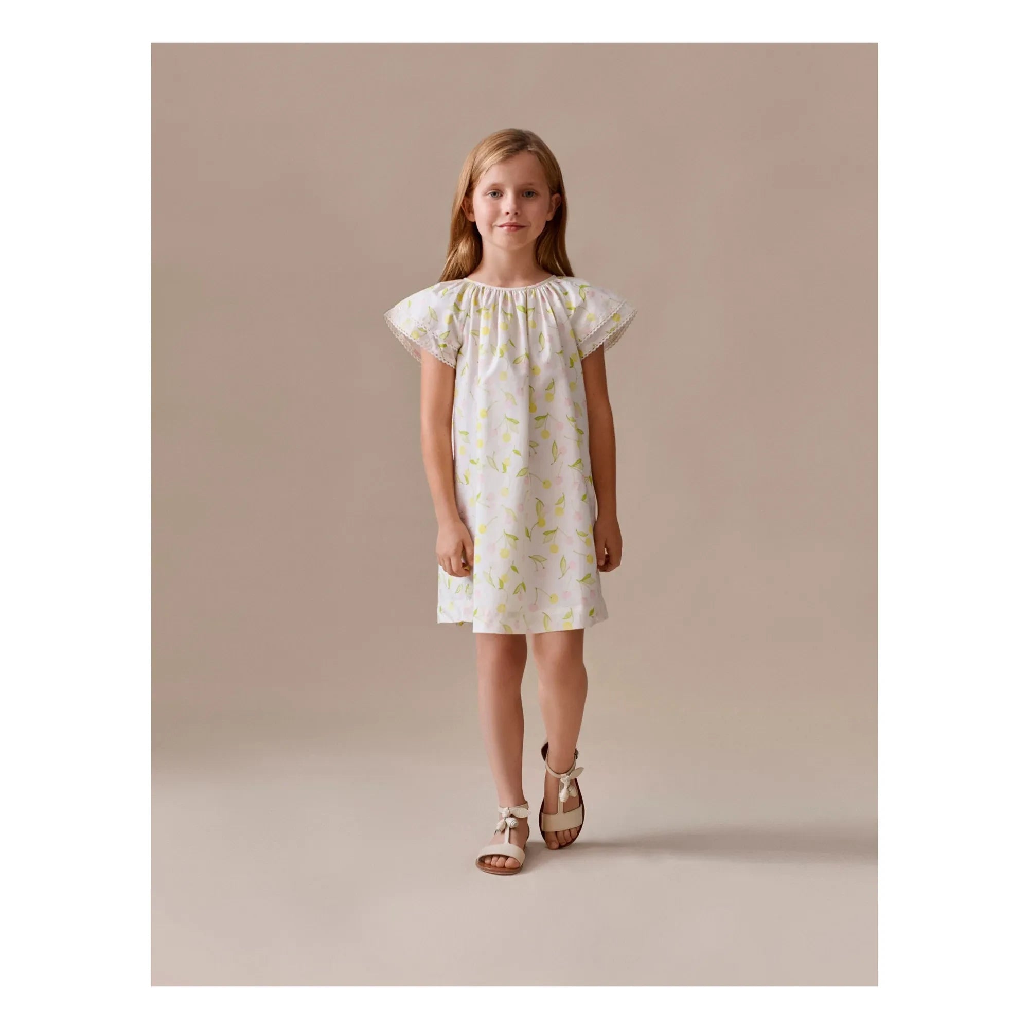 Bonpoint - Salome Cherries Organic Cotton Poplin Dress | Ecru