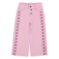 Piupiuchick - Flare Fleuri Twill Pantolon | Pembe