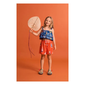 Maison Mangostan - Blaues Crop Top mit Rüschen-Segeln