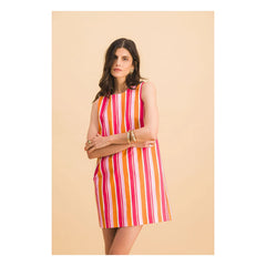 Elise Chalmin - Jane Pamuklu Çizgili Elbise | Kırmızı