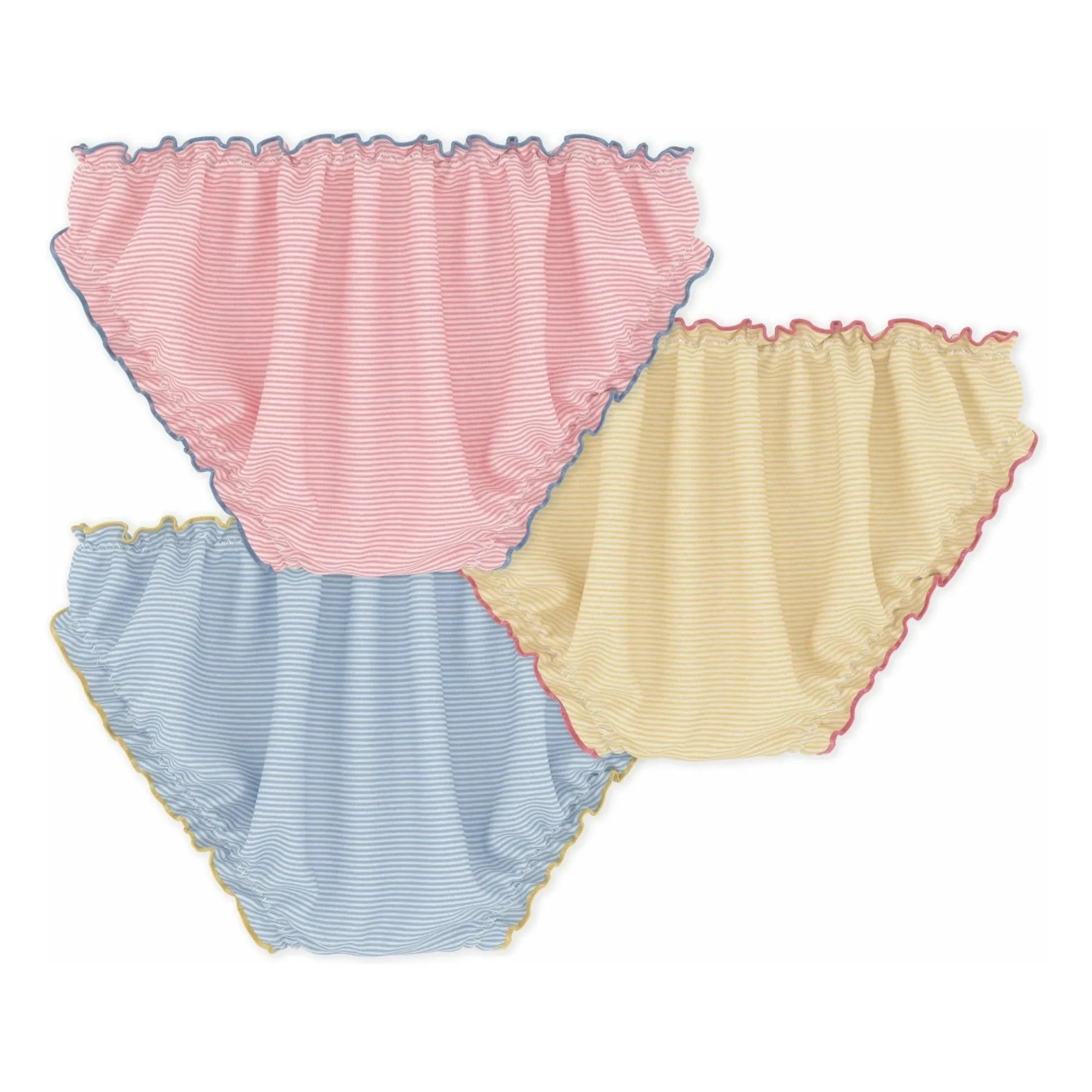 Petit Bateau - 3er-Set Gestreifte Rüschenhöschen | Gelb