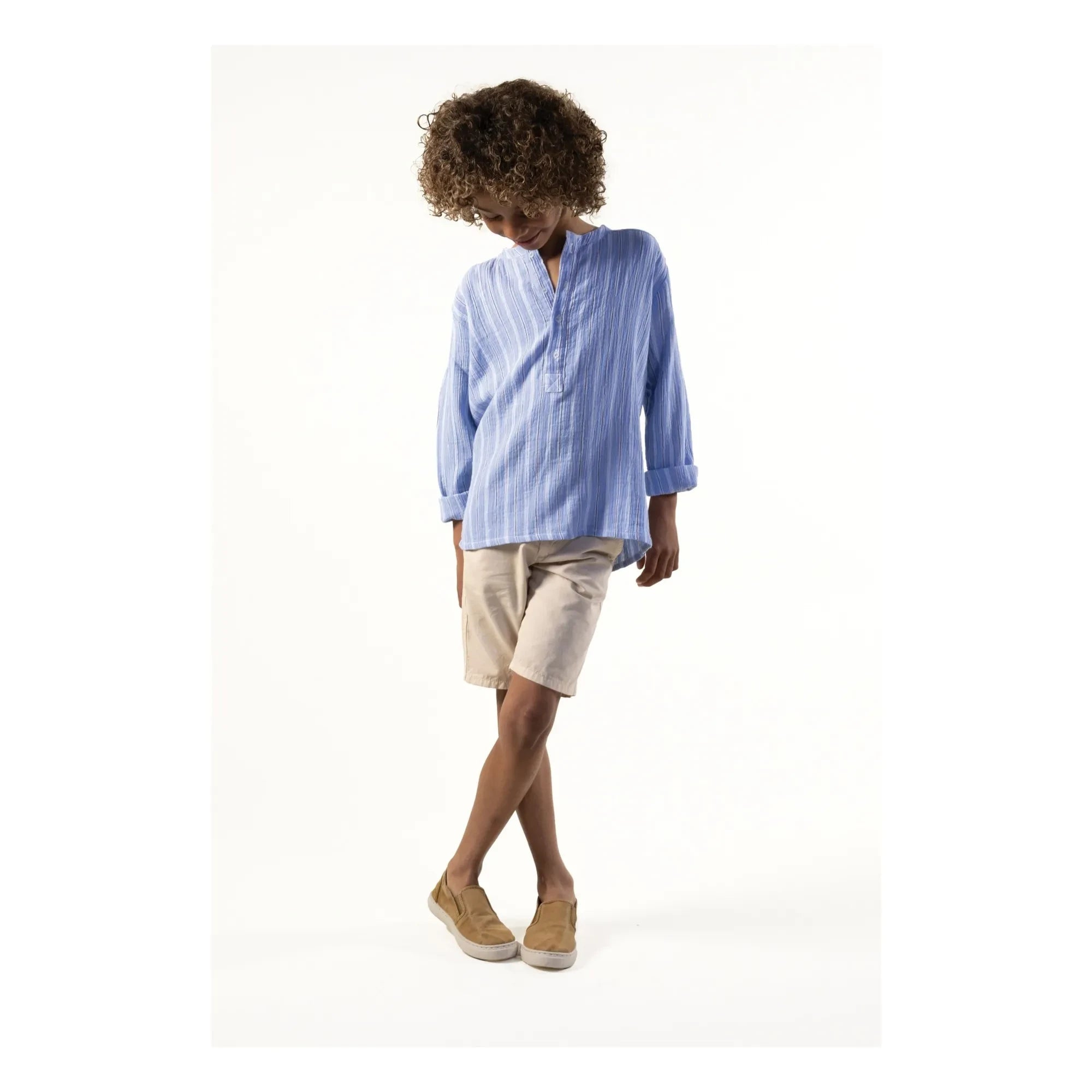 Sunchild - Gestreifte Negril Bluse mit Tuneskragen | Blau