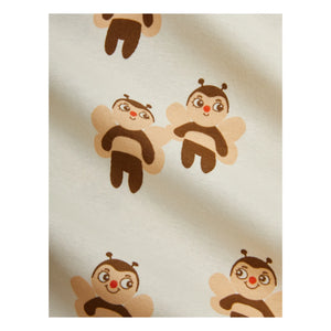 Mini Rodini - Organic Cotton Bee Patterned Bodysuit and Tights Set | Ecru