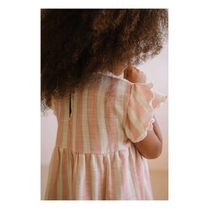 Studio Bohème - Gestreiftes Cousin Kleid aus Bio-Baumwollgaze | Rosa