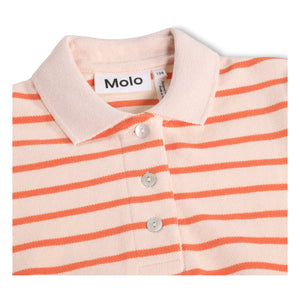 Molo - Raki Gestreiftes Bio-Baumwolle Polo-Shirt | Hellrosa