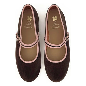 Hermosilla - León Velvet Ballerinas - Women's Collection | Chocolate