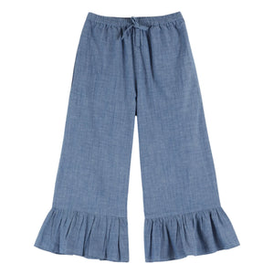 Emile et Ida - Mavi Chambray Fırfırlı Pantolon