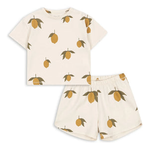 Konges Sløjd - Organic cotton T-shirt and shorts in lemon and ecru colors