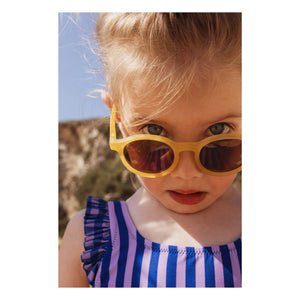 Jera Mini - Striped Ruffled Swimsuit | Navy Blue