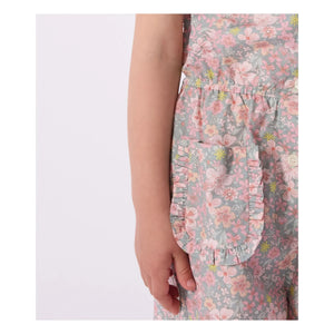 Petit Bateau - Organic Cotton Poplin Floral Jumpsuit | Grey Blue