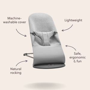 BabyBjorn Bouncer Bliss - 3D Jersey - Sand Grey-Baby Bouncers-Sand Grey-Without Bouncer Toy | Natural Baby Shower