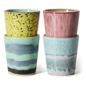 HKliving - Stone Pottery Coffee Cups - 70s Ceramics - Set of 4