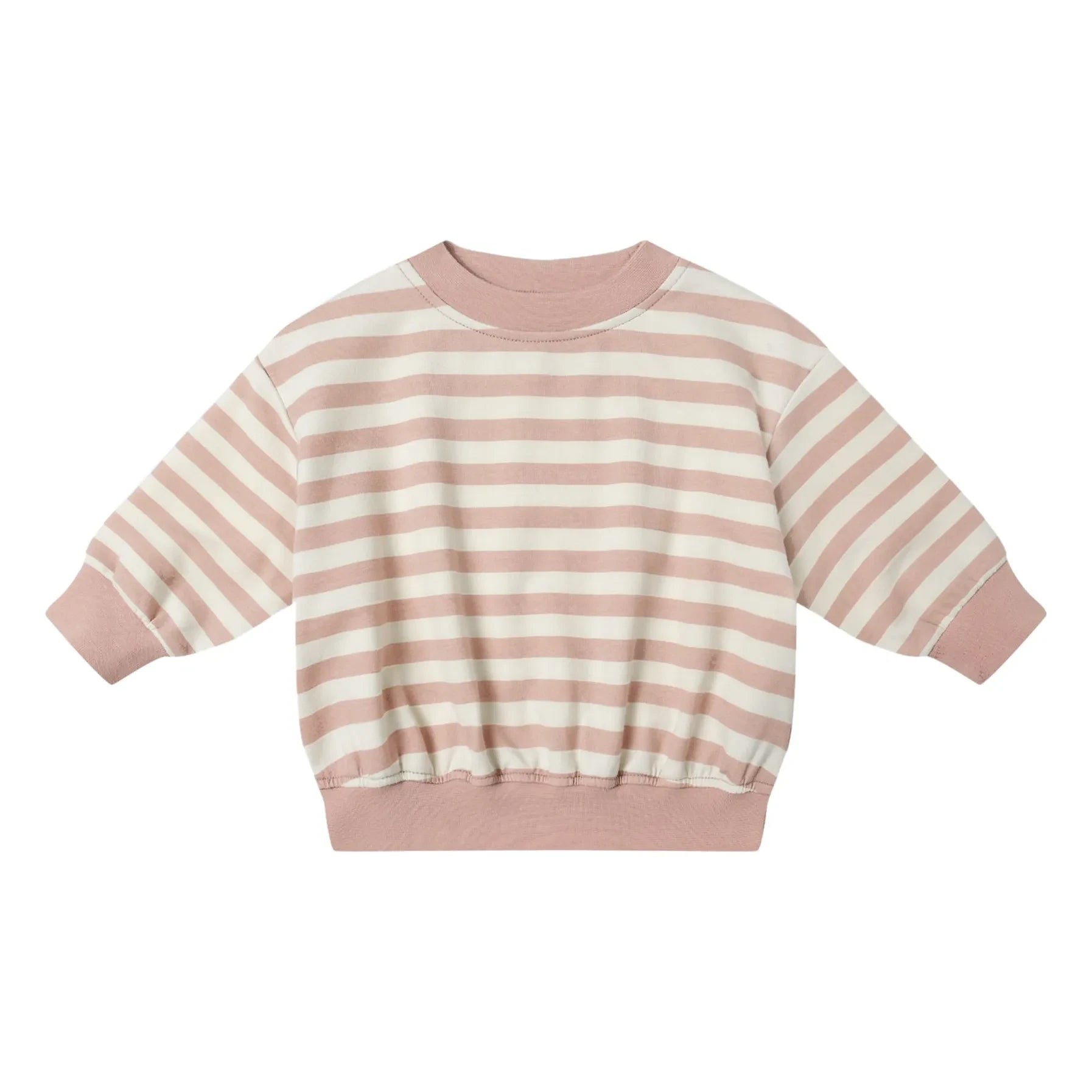 Quincy Mae – Gestreiftes Sweatshirt aus Bio-Baumwolle | Rosa