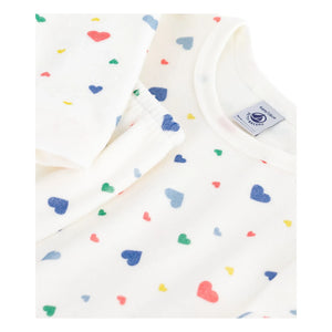 Petit Bateau - Heart Pajama Set Organic Cotton | White