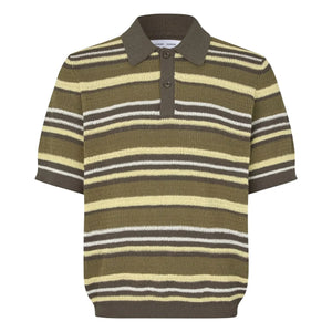 Samsoe Samsoe - Samarco Gestreiftes Strick-Poloshirt | Khaki
