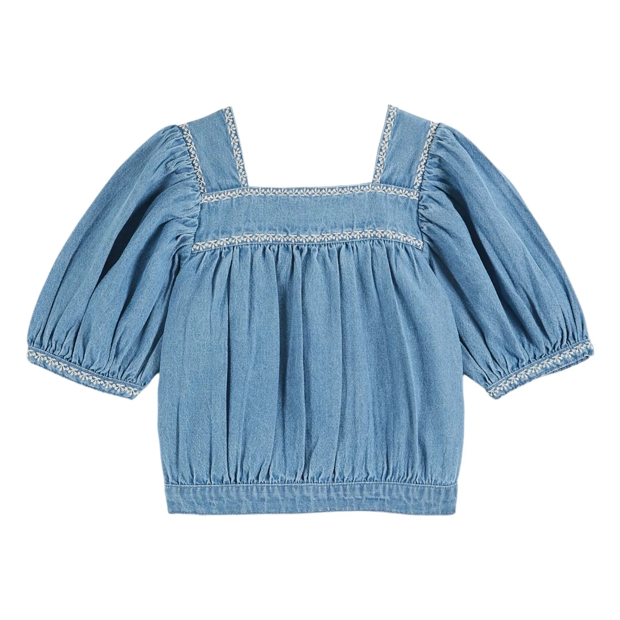 Emile et Ida - Bestickte Chambray-Bluse | Denim