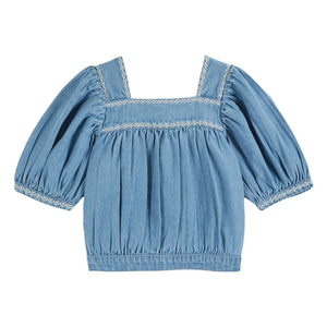Emile et Ida - Bestickte Chambray-Bluse | Denim