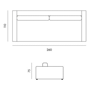 Panac Edition - Bellechasse kadife fırçalanmış 4 kişilik koltuk - 260 cm | Kömür grisi