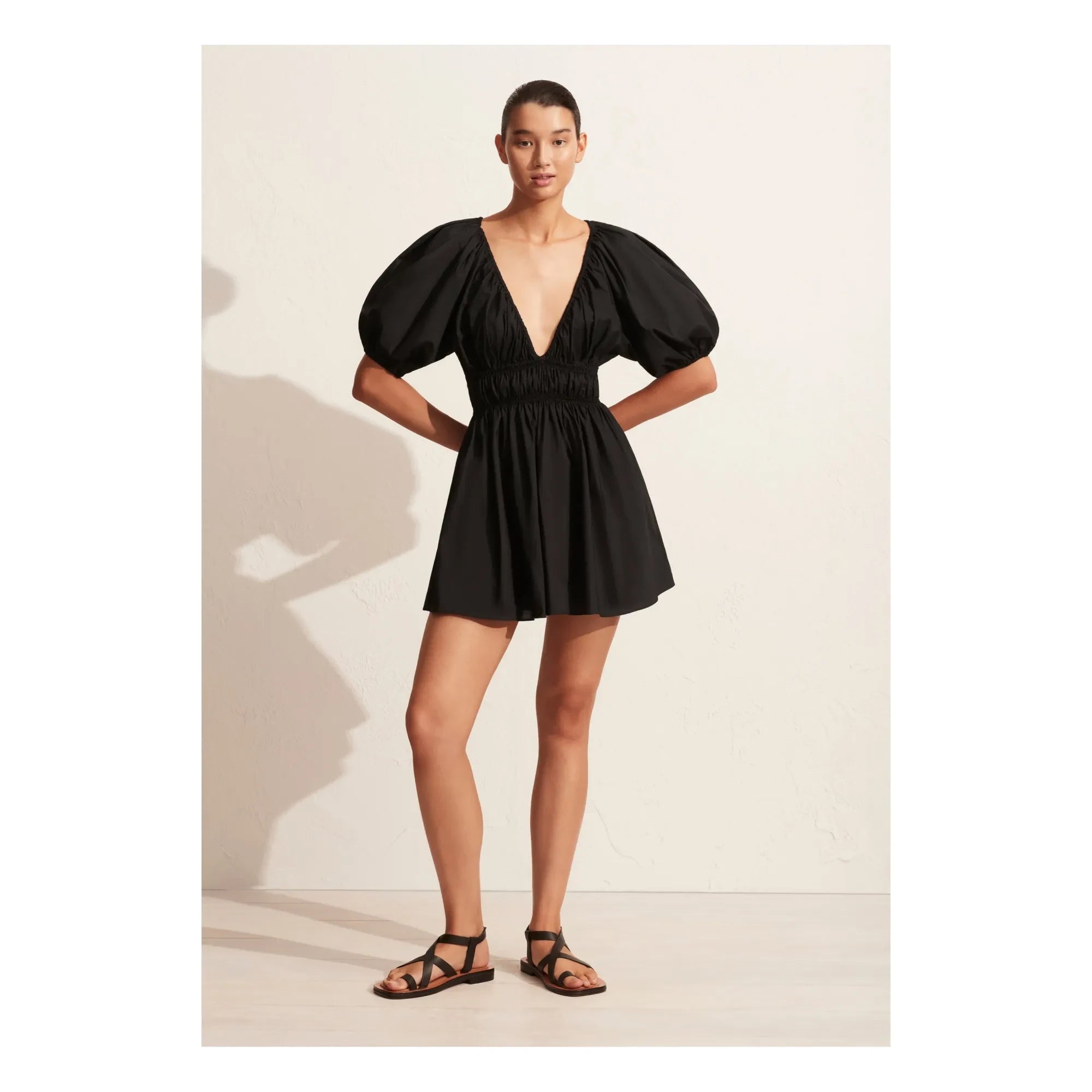 Matteau - Shired Drapeli Mini Elbise | Siyah