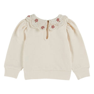 Emile et Ida - Claudine Yaka Sweatshirt Organik Pamuk | Krem