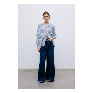 the new society - Cloe Baumwollbluse | Blau
