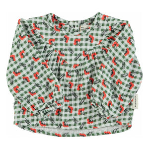 Piupiuchick - Checkered Floral Blouse | Green