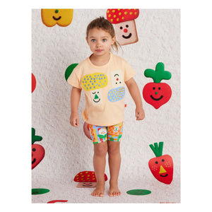 Halcyon Nights - Bio-Baumwoll-Radlerhose mit Gemüseprint | Orange