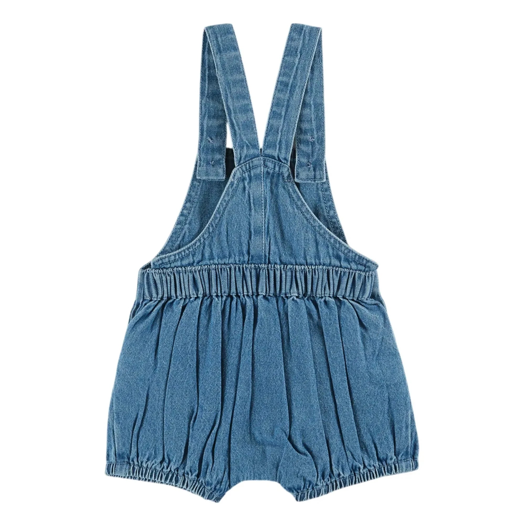 Emile et Ida - Embroidered Denim Shorts Overalls | Blue